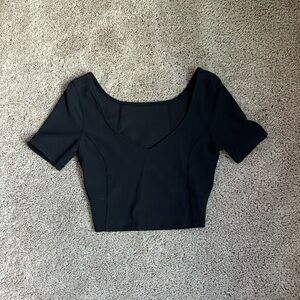 lululemon ribbed v neck cropped top